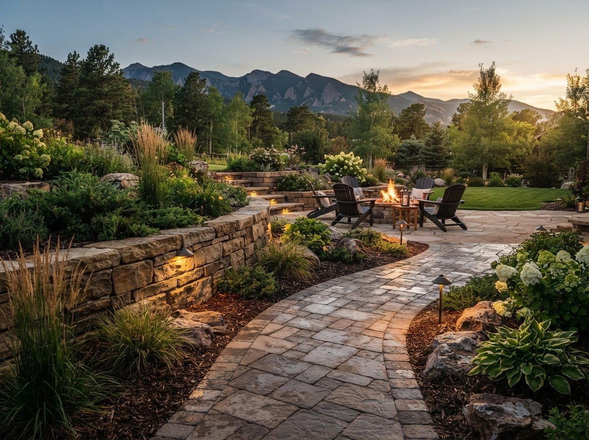 Hardscaping walkway and retaining wall