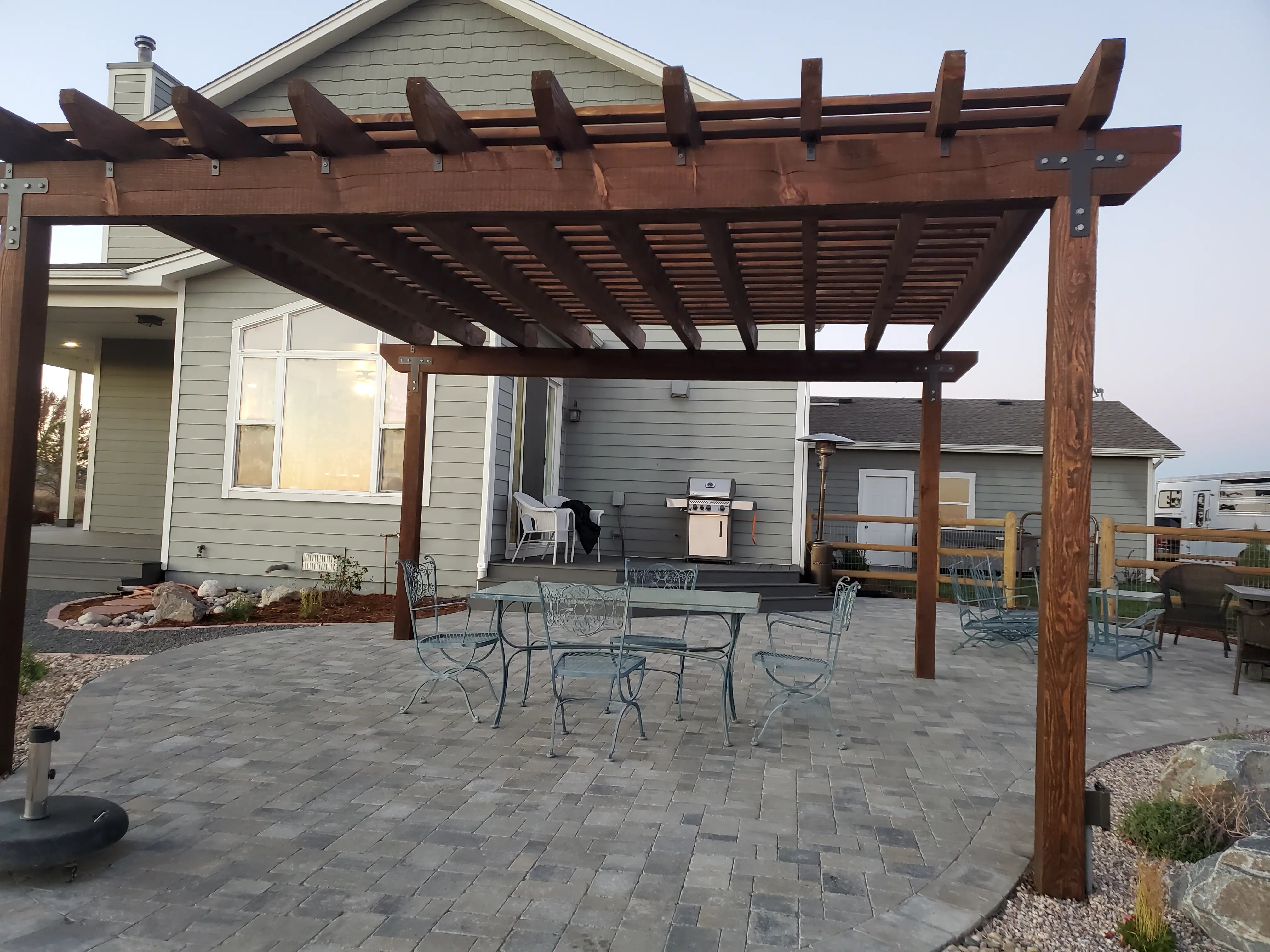 Modern paver patio with fire feature